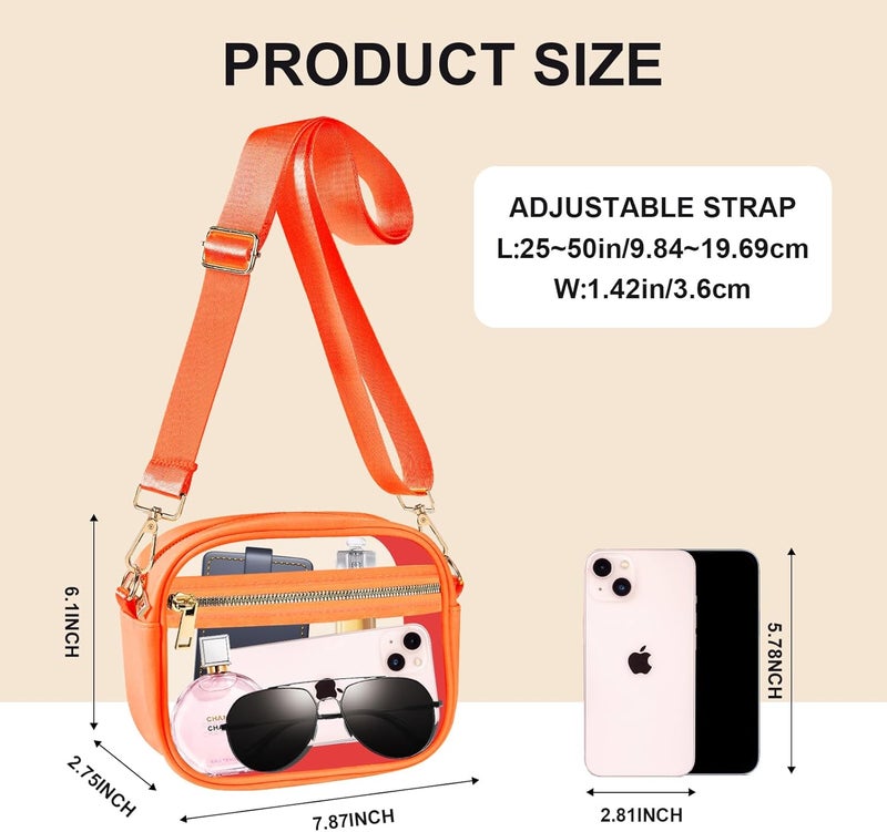 Fibrdoo Clear Bag Stadium Approved, Leather Clear Crossbody Purse Bag for Concerts Sports Events Festivals - Image 2